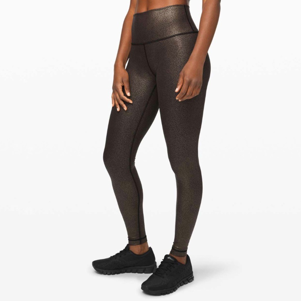 Lululemon | Wunder Under High Rise Tight Luminosity Foil Print Black Copper 6‎